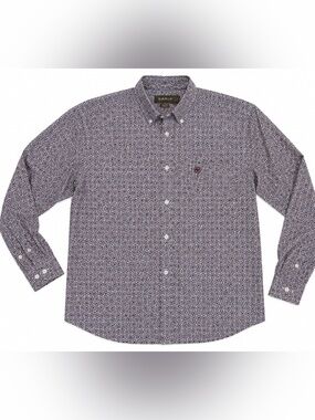 Ariat Men's Burgundy and Navy Micro-Pattern Button-Down Shirt